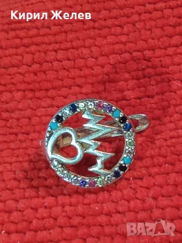 СТАРА СКЪПОЦЕННА СРЕБЪРНА ОБЕЦА СРЕБРО ВИСОКА ПРОБА с РАЗНОЦВЕТНИ ПОЛУСКЪПОЦЕННИ КАМЪНИ 48597, снимка 11 - Антикварни и старинни предмети - 49522578