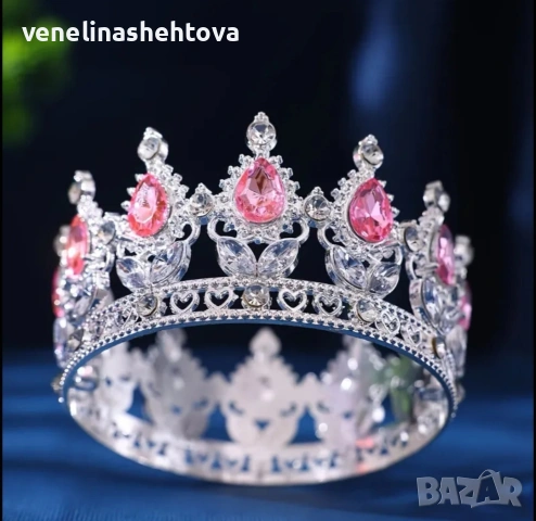 Златиста корона тиара с цветни камъни за декорация на торта , снимка 7 - Други - 53126122