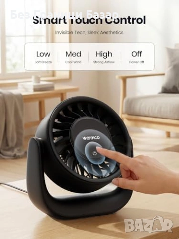 Нов Компактен бюро вентилатор USB-C USB-A 3 скорости силен поток лято, снимка 2 - Други стоки за дома - 53696352