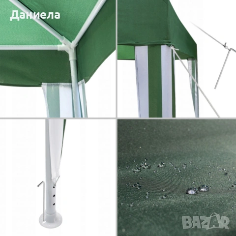 Сгъваема градинска шатра тип павилион 3 х 3 метра - водоустойчива и стабилна, снимка 4 - Градински мебели, декорация  - 53880245