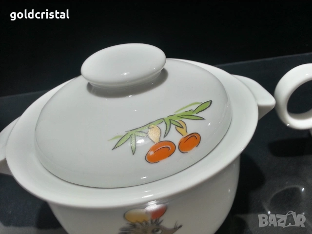 Стар български порцелан детски мотиви супник и чайниче , снимка 4 - Антикварни и старинни предмети - 52923460