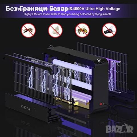 Нов Унищожител на насекоми FethFire Fly Zapper, 4000V, Двустранна UV Лампа, снимка 2 - Друга електроника - 45369325