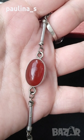 Два различни броя / Масивна сребърна гривна с циркони и Карнеол / проба 925 и 900, снимка 11 - Гривни - 34779090