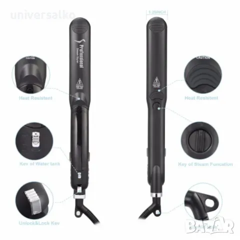 Професионална кератинова парна преса за коса, керамична преса, снимка 3 - Преси за коса - 49999645