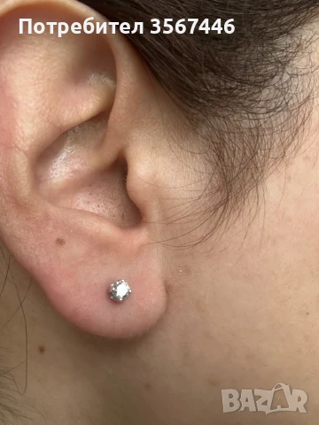 0.33 карата Диамантени обеци в 14 карата бяло злато, снимка 4 - Обеци - 51278726