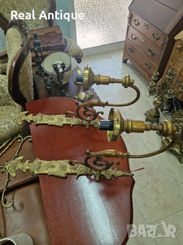 Чифт стари страхотни антикварни френски бронзови аплици , снимка 2 - Антикварни и старинни предмети - 50792565