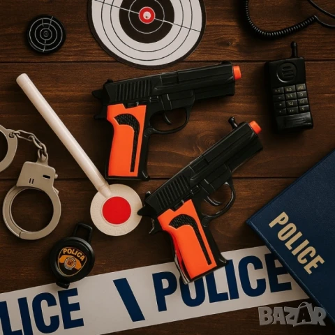 Детски полицейски комплект с 2 играчки и аксесоари – пълен арсенал за малки герои, снимка 2 - Други - 51071586