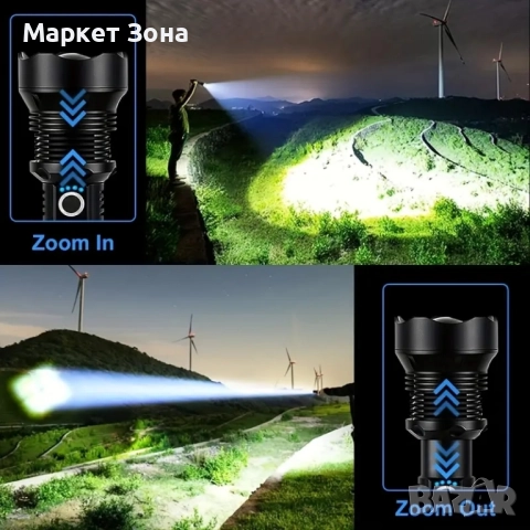 Мощно водоустойчиво зумиращо тактическо фенерче, снимка 5 - Къмпинг осветление - 51537673