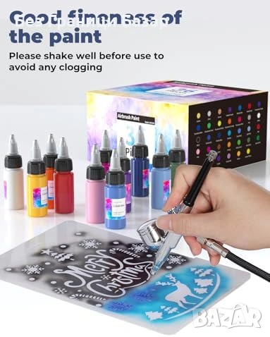 Нов Бои за аерограф Oasser 33 цвята за платно дърво текстил моделизъм и art + 3 разредителя, снимка 10 - Други - 54131066