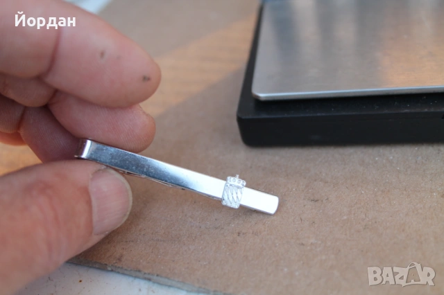 Сребърна щипка за вратовръзка 0,925, снимка 6 - Колиета, медальони, синджири - 53275056