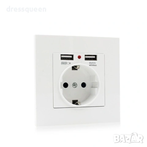 4618 Универсален единичен контакт с двойно USB захранване – Бял, лесен за инсталиране, снимка 4 - Други стоки за дома - 53822135