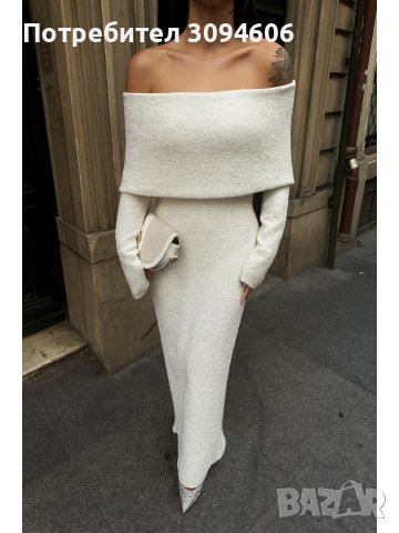 Рокля с паднали рамене, снимка 4 - Рокли - 53165981