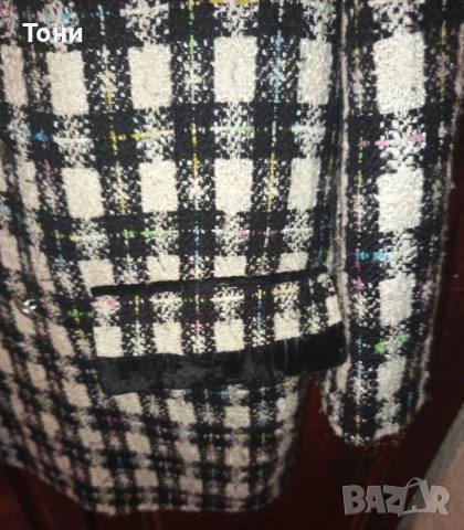 Ново Дамско Стилно Карирано Сако XL , снимка 4 - Сака - 53013998
