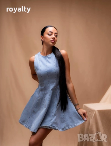 Синя Дамска Рокля , снимка 3 - Рокли - 52945428