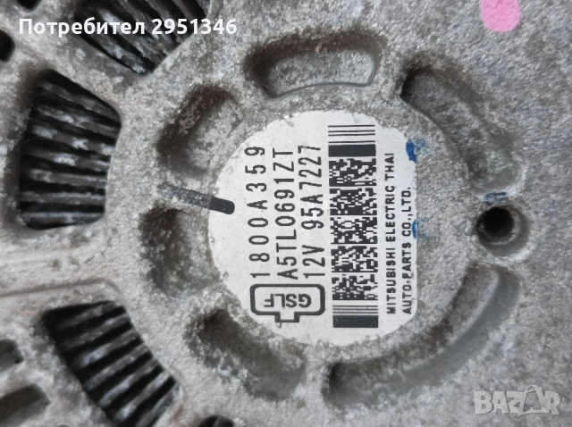 . 1800A359 A5TL0691ZT Алтернатор Mitsubishi SPACE STAR 1800A359 A5TL0691ZT, снимка 2 - Части - 52480329