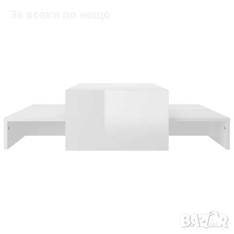 Комплект масички за кафе, бял гланц, 100x100x26,5 см Код P349, снимка 7 - Маси - 49799740