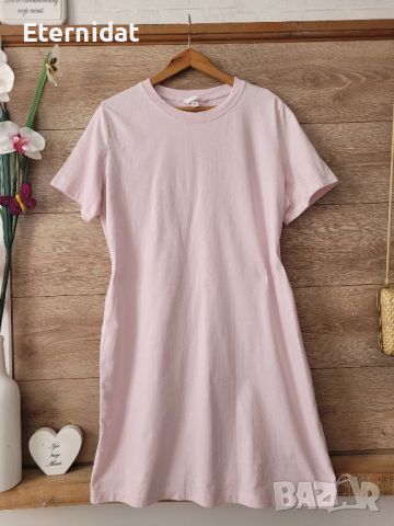 Розова рокля тип тениска H&M , снимка 1 - Рокли - 46386830