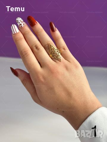 Голям дамски пръстен от неръждаема стомана с интересен дизайн, снимка 7 - Пръстени - 45710254