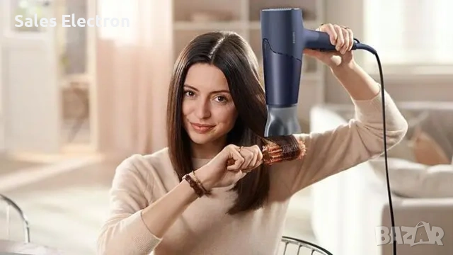 Продавам нов Сешоар, Philips BHD510/00, 2300W, 3 температури, технология ThermoShield, тъмносин, снимка 5 - Сешоари - 54169194