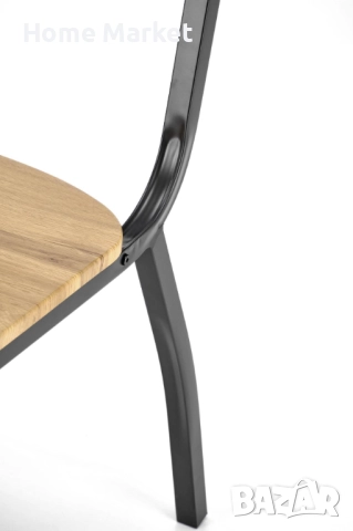 Комплект MILTON маса с 4 стола, натурално/черно   Материал - фурнирована плоскост - меламин , снимка 9 - Маси - 52596059