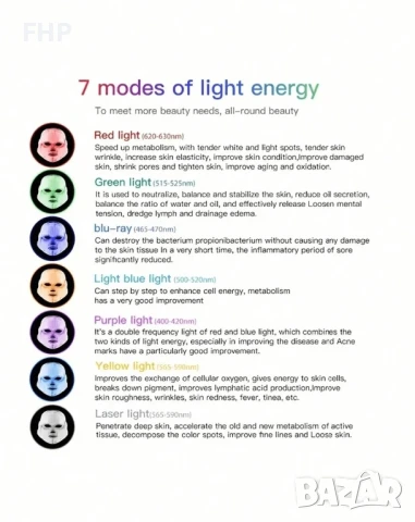  LED терапевтичната маска за лице, снимка 3 - Друга електроника - 50821585