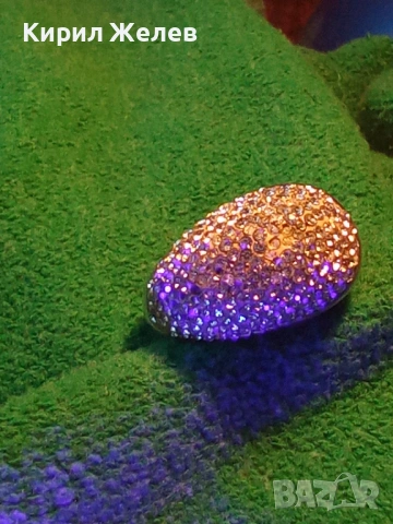 Прекрасен скъпоценен сребърен пръстен с ювелирно инкрустирани кристали тип бомбе 51821, снимка 13 - Пръстени - 52925179