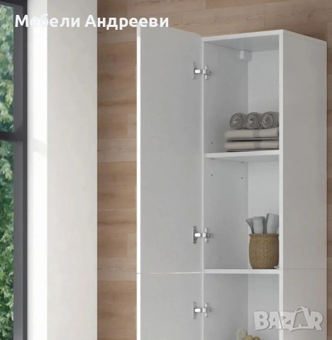 Висока колона/шкаф бял гланц Vicco 4722, снимка 4 - Шкафове - 53766612