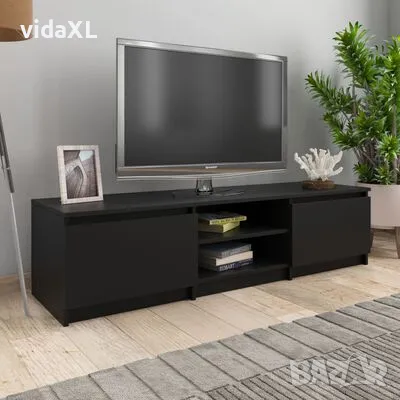 vidaXL ТВ шкаф, черен, 140x40x35,5 см, инженерно дърво（SKU:800649）, снимка 2 - Шкафове - 49002677