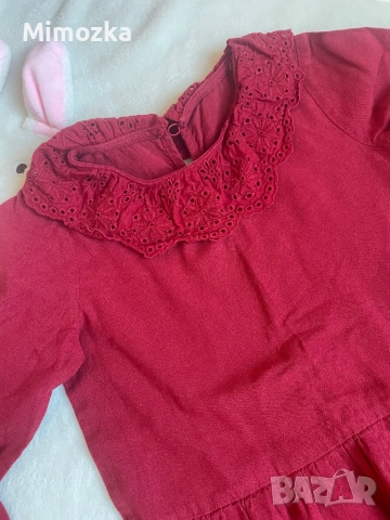 Страхотен коледен лот (пухкаво елече на Hm и червена рокля с дантелена яка) за сладурка р-р 116!, снимка 4 - Детски комплекти - 52121124