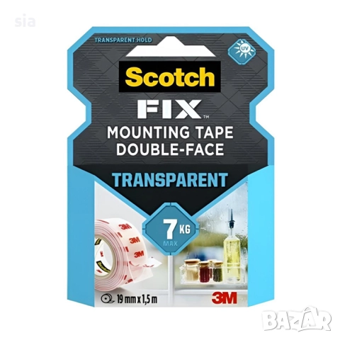 Двойнолепящо тиксо 3M Scotch FIX 19мм х 1.5м до 7кг