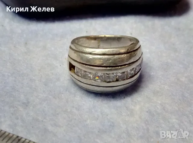 СТАР ДИЗАЙНЕРСКИ СКЪПОЦЕНЕН СРЕБЪРЕН ПРЪСТЕН СРЕБРО 925 с КАМЪНИ МОЙСАНИТ 25830, снимка 9 - Пръстени - 49886190