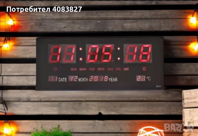 Цифров стенен LED часовник с показване на календар и температура, снимка 4 - Други - 45539903