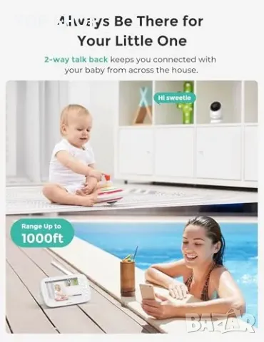 Нов Бебефон с 2-странен звук, 1000 фута обхват и ясна нощна визия, снимка 5 - Бебефони - 50016023