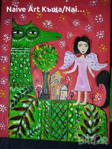 Картина платно маслени бои акрилни бои размер в.42/ ш.32, снимка 2 - Картини - 53774947