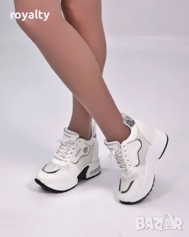 Кецове на платформа - бяла кожа, снимка 2 - Кецове - 49904537