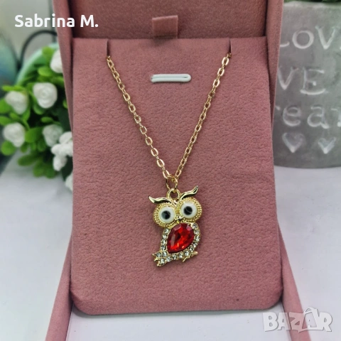 Crystal Owl Necklace Pink 🦉 | дамско колие с бухал, снимка 5 - Колиета, медальони, синджири - 53324697