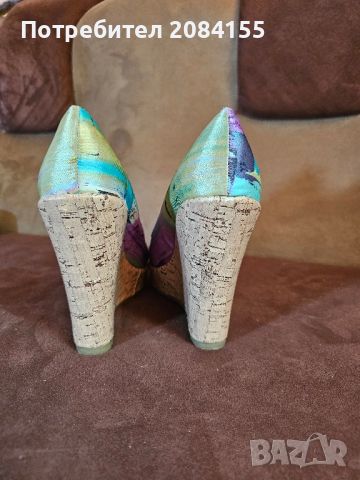 Обувки на платформа-висока,от плат,свежи летни цветове,ново,номер 37, снимка 3 - Дамски обувки на ток - 45595695