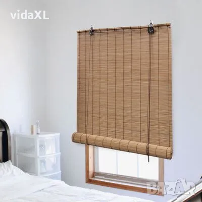 vidaXL Бамбукова ролетна щора, 80x220 см, кафява（SKU:245813）, снимка 2 - Щори - 48155376