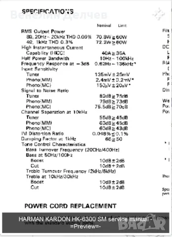 Стерео усилвател Harman Kardon HK6300, снимка 12 - Ресийвъри, усилватели, смесителни пултове - 47101477