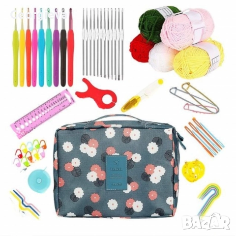 Комплект аксесоари за плетене, 58 части, алуминиеви куки , снимка 2 - Други стоки за дома - 52799288