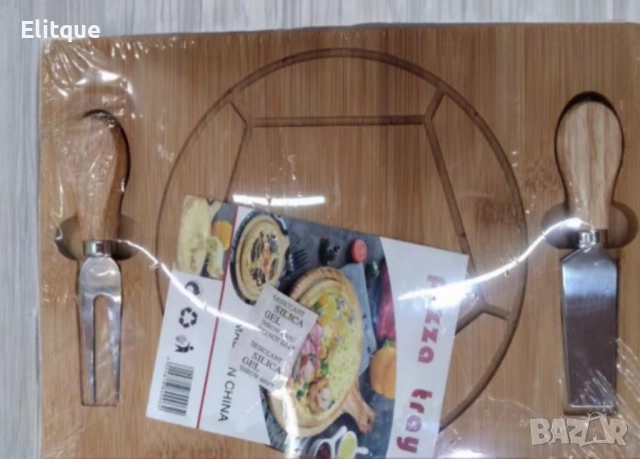 Дъска за пица с 2 прибора 29.5 x 19.5 x 1.5 см, снимка 4 - Други стоки за дома - 52853557