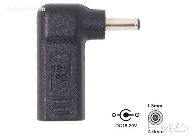 НОВ! PD 65W Адаптер USB C към DC 2.5x1.3mm конвертор за ъглов лаптоп таблет, снимка 5 - Кабели и адаптери - 47222524