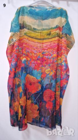 Туника-рокля за плажа в модерни цветни принтове и в свободна права кройка, универсален размер. Дължи, снимка 8 - Рокли - 46398719
