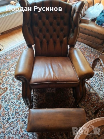 Оригинално Chesterfield кожено кресло релакс честърфийлд, снимка 2 - Дивани и мека мебел - 52546092