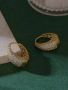 Дамски елегантни кухи обеци с искрящ циркон,позлатено покритие, снимка 1 - Обеци - 45709545