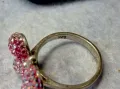 СКЪПОЦЕНЕН СРЕБЪРЕН ПРЪСТЕН ПЕПЕРУДА СРЕБРО 925 с РОЗОВ ЕМАЙЛ и РАЗНОЦВЕТНИ КАМЪНИ 47981, снимка 4