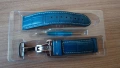 Синя кожена каишка за часовник 22 мм с разгъваща се закопчалка (Folding Clasp)., снимка 7
