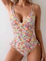 Цял дамски бански на флорарни мотиви, многоцветен, размер М M, снимка 2