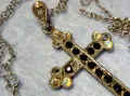 СТАР СРЕБЪРЕН КРЪСТ СРЕБРО 925 с ФАСЕТИРАНИ КРИСТАЛИ и СРЕБЪРНА ВЕРИЖКА с НУЖДА от ЗАКОПЧАЛКА 22266, снимка 4