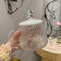 Стъклена чаша с капаче и метална лъжичка, снимка 2 - Чаши - 46099358